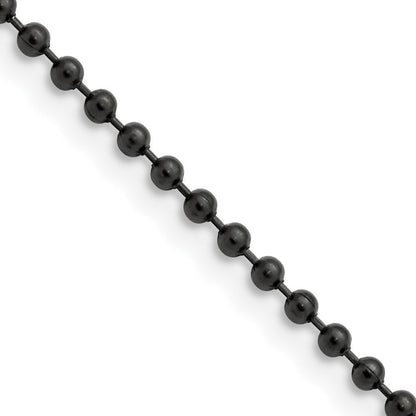 Edelstahl Chisel Poliert Schwarz Ip-beschichtet 2.4mm Kugel Halskette