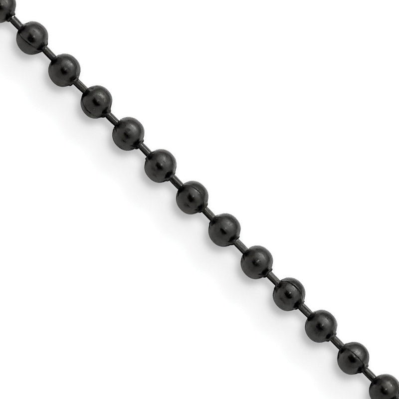 Edelstahl Chisel Poliert Schwarz Ip-beschichtet 2.4mm Kugel Halskette