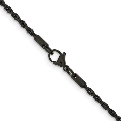 Edelstahl Chisel Poliert Schwarz Ip-beschichtet 2.4mm Kordel Halskette