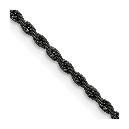 Edelstahl Chisel Poliert Schwarz Ip-beschichtet 2.4mm Kordel Halskette