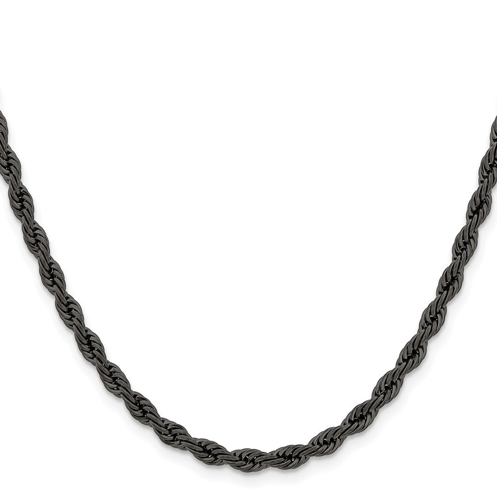 Edelstahl Chisel Poliert Schwarz Ip-beschichtet 4mm Kordel Halskette