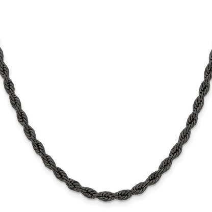 Edelstahl Chisel Poliert Schwarz Ip-beschichtet 4mm Kordel Halskette
