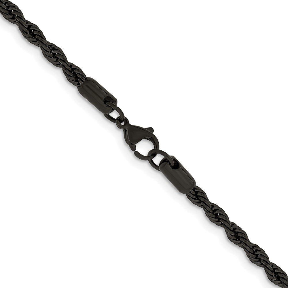 Edelstahl Chisel Poliert Schwarz Ip-beschichtet 4mm Kordel Halskette