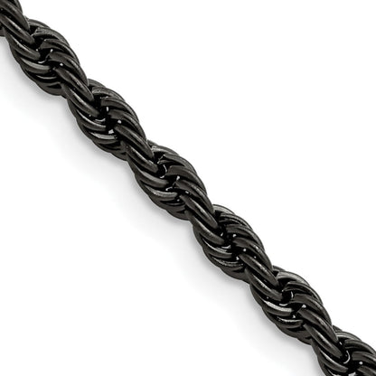 Edelstahl Chisel Poliert Schwarz Ip-beschichtet 4mm Kordel Halskette