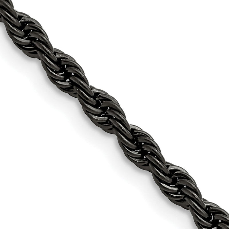 Edelstahl Chisel Poliert Schwarz Ip-beschichtet 4mm Kordel Halskette