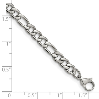 Edelstahl Chisel Poliert 6.3mm Figaro Gliederarmband