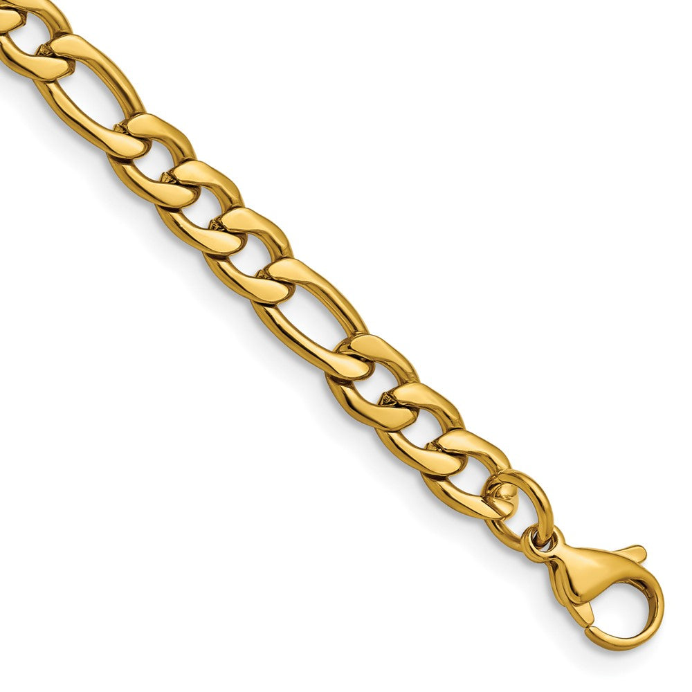Edelstahl Chisel Poliert Gelb Ip-beschichtet 6.3mm Figaro Gliederarmband