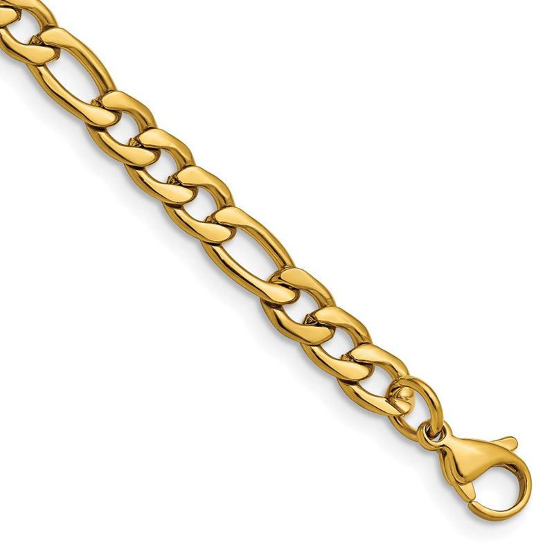 Edelstahl Chisel Poliert Gelb Ip-beschichtet 6.3mm Figaro Gliederarmband