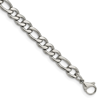 Edelstahl Chisel Poliert 6.75mm Figaro Gliederarmband