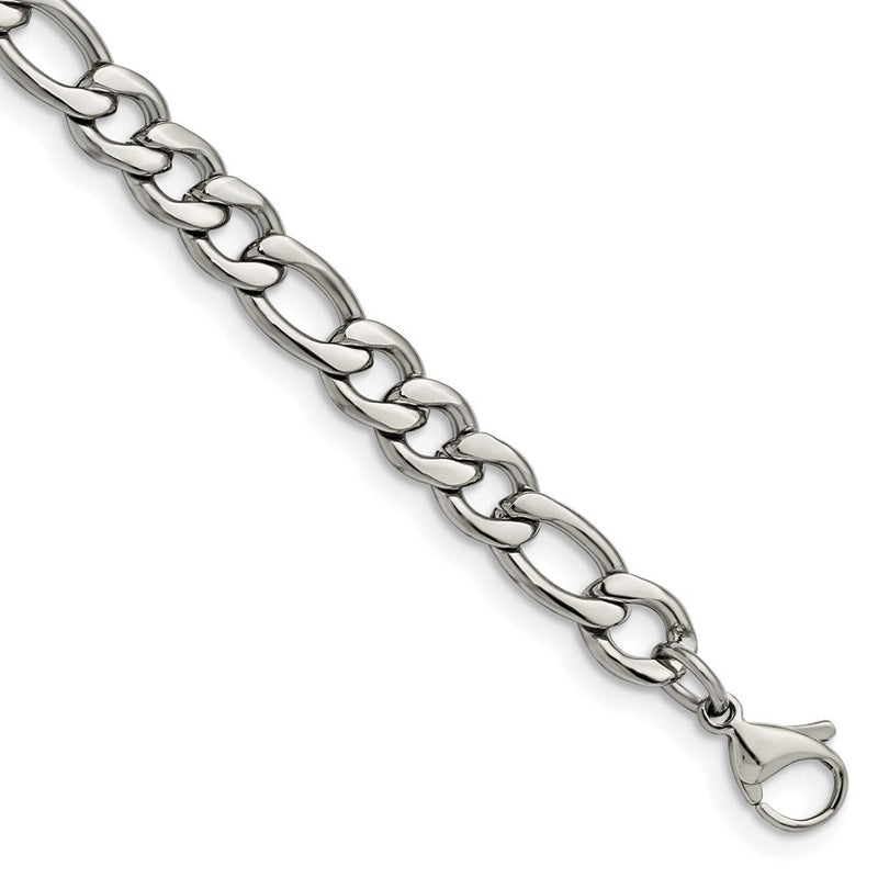 Edelstahl Chisel Poliert 6.75mm Figaro Gliederarmband