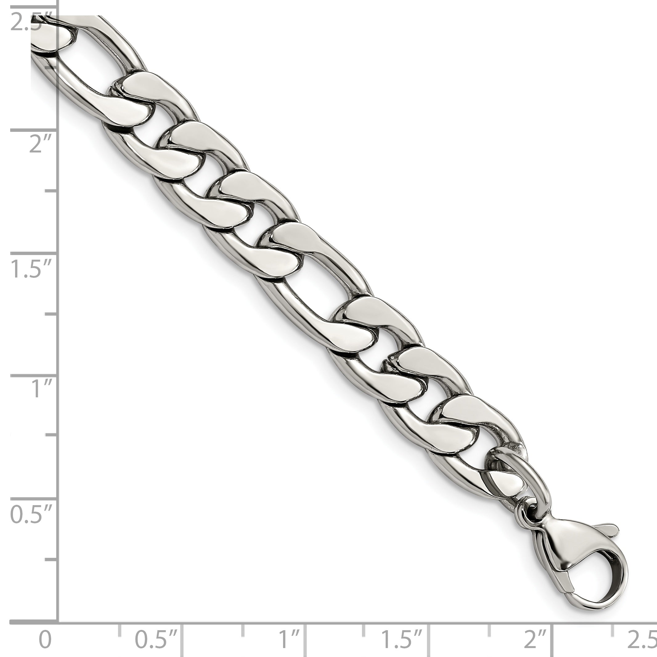 Edelstahl Chisel Poliert 8.75mm Figaro Gliederarmband