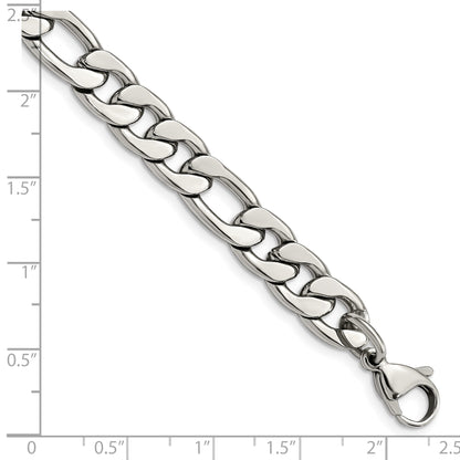 Edelstahl Chisel Poliert 8.75mm Figaro Gliederarmband