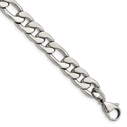 Edelstahl Chisel Poliert 8.75mm Figaro Gliederarmband