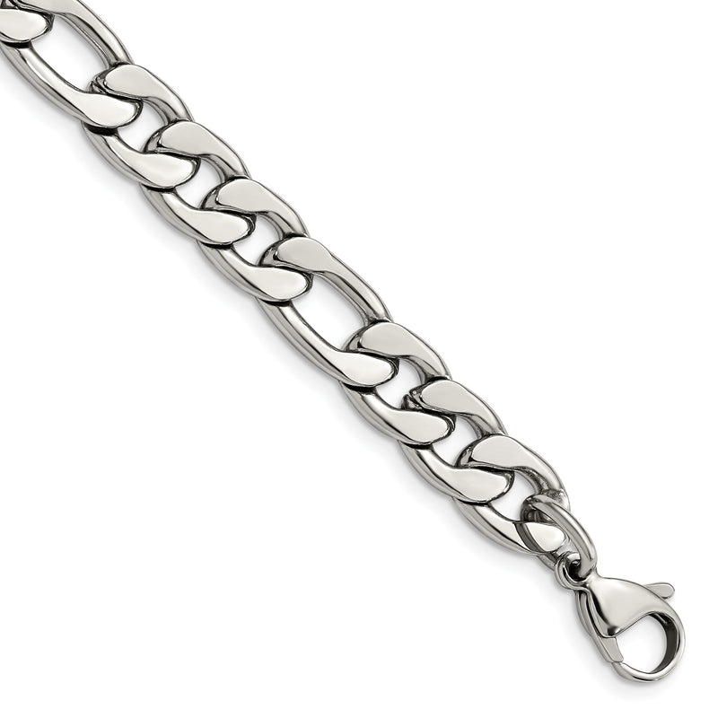 Edelstahl Chisel Poliert 8.75mm Figaro Gliederarmband