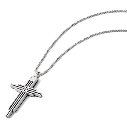 Edelstahl Chisel Gebürstet und Poliert Kreuz Anhänger auf A 24 Zoll Kugel Halskette