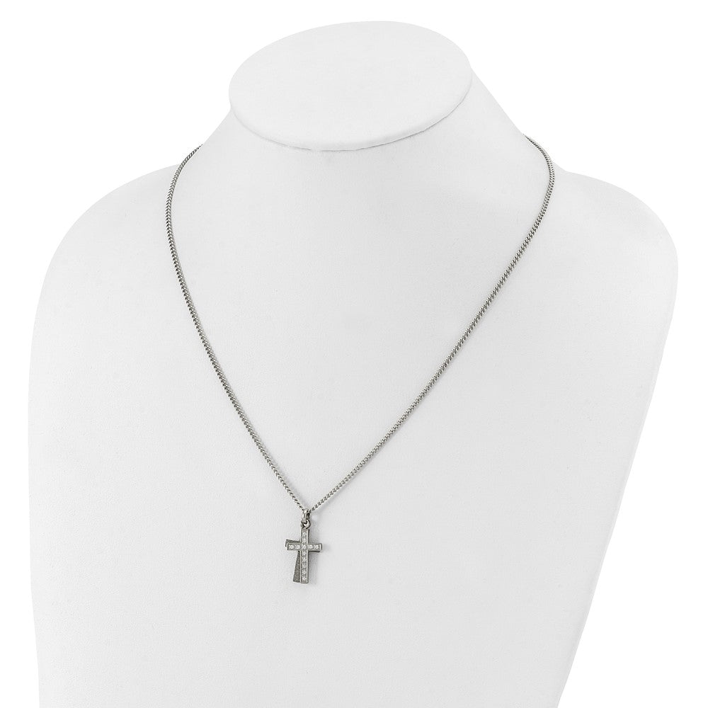 Edelstahl Lasergraviert-cut & Zirkonia Crosses Anhänger Halskette
