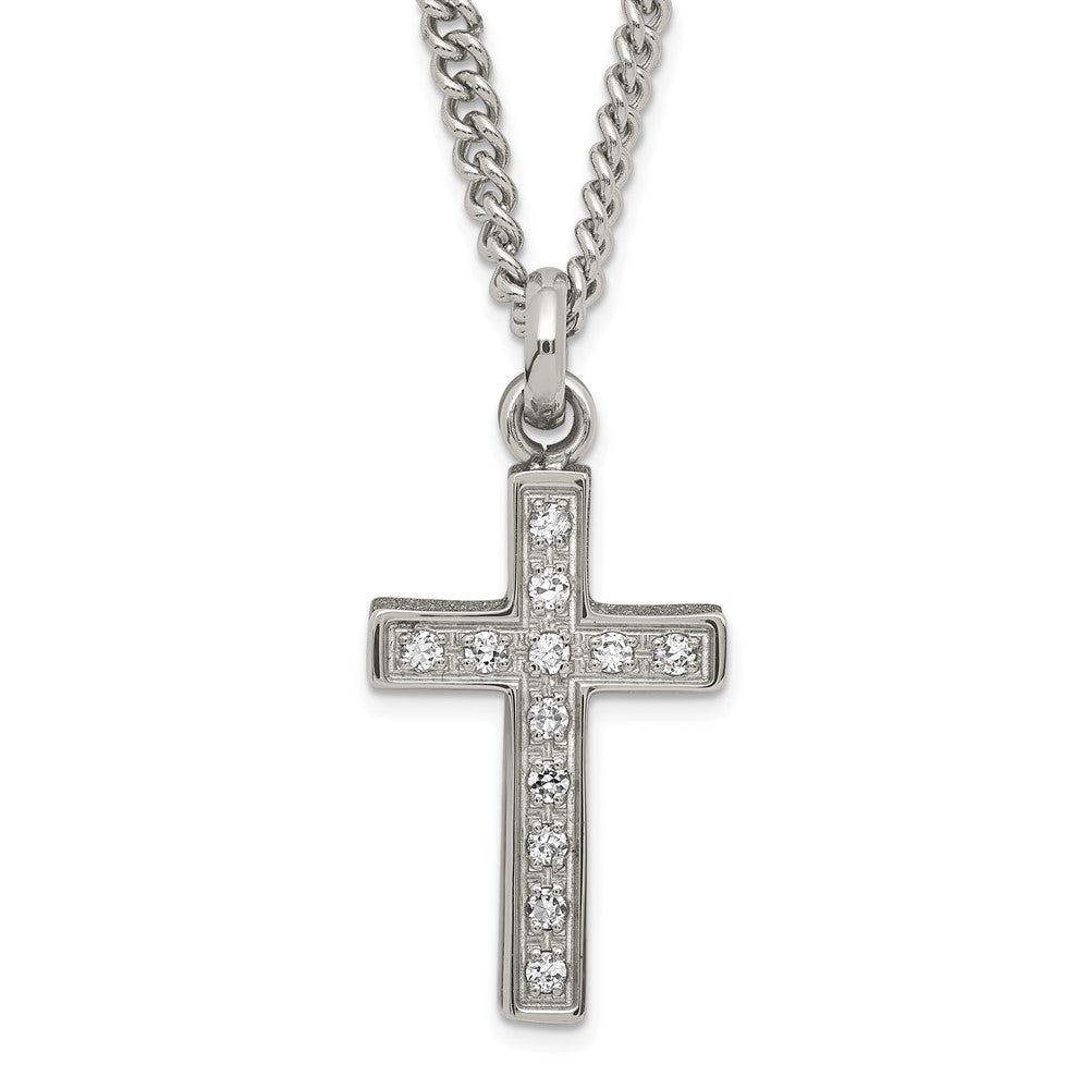 Edelstahl Lasergraviert-cut & Zirkonia Crosses Anhänger Halskette