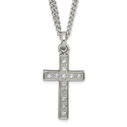 Edelstahl Lasergraviert-cut & Zirkonia Crosses Anhänger Halskette
