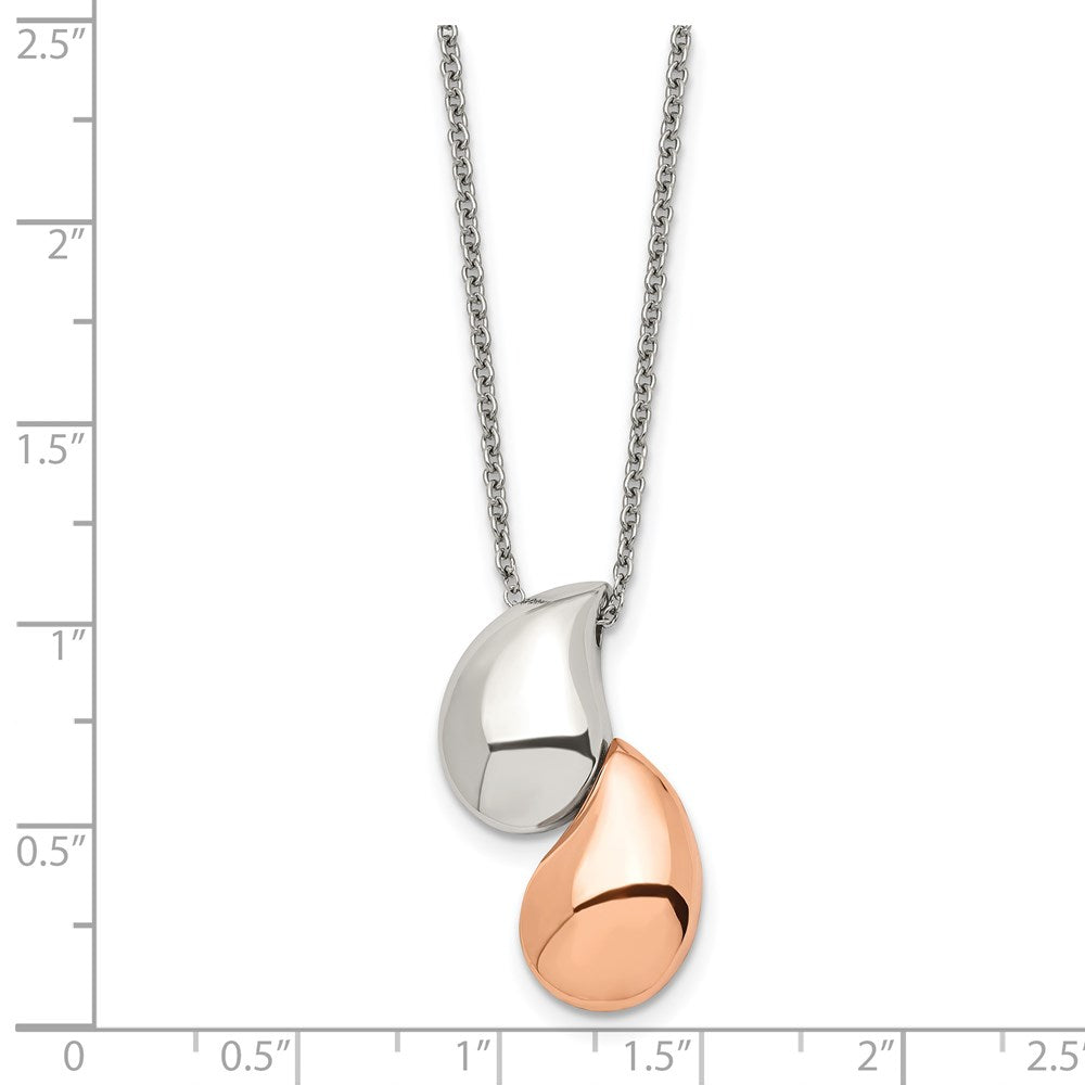 Edelstahl Chisel Poliert Rose Ip-beschichtet Teardrops Anhänger auf An 18 Zoll Ankerkette Halskette