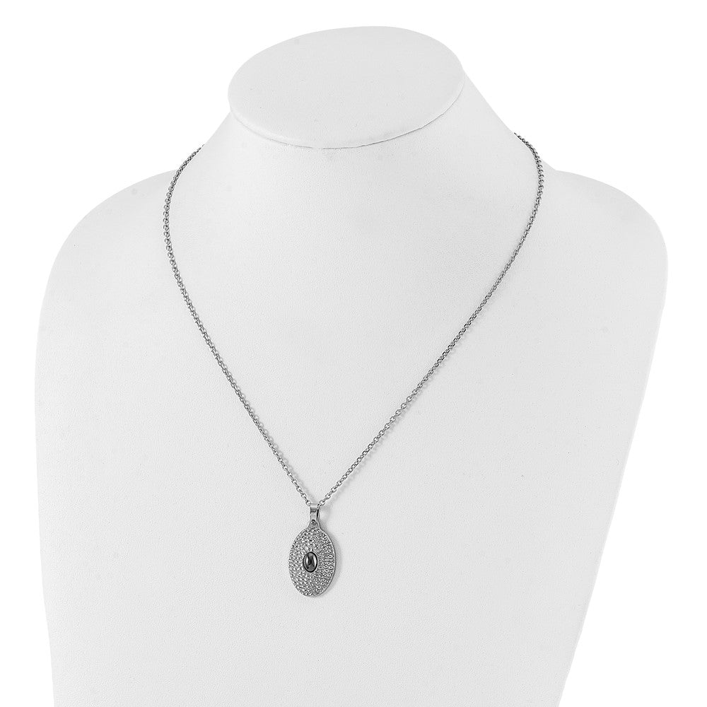 Edelstahl Strukturiert Hematite Oval Halskette