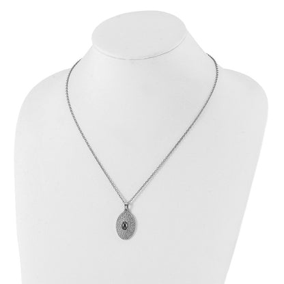 Edelstahl Strukturiert Hematite Oval Halskette