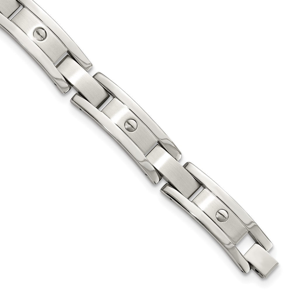 Edelstahl Chisel Gebürstet und Poliert 8.25 Zoll Armband, Geldklammer Key Ring Set