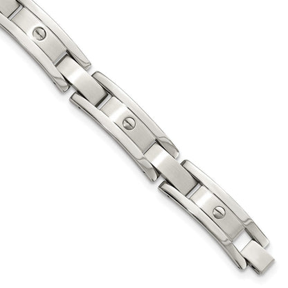 Edelstahl Chisel Gebürstet und Poliert 8.25 Zoll Armband, Geldklammer Key Ring Set