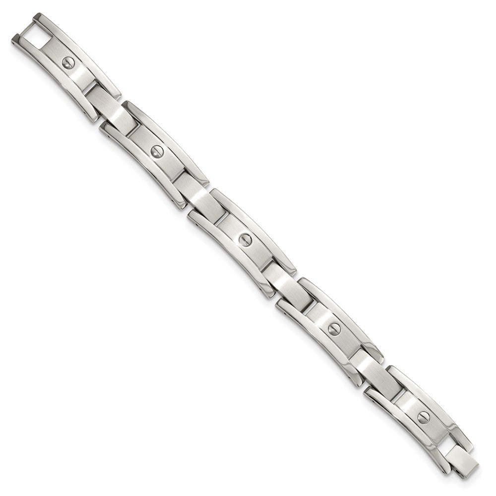 Edelstahl Chisel Gebürstet und Poliert 8.25 Zoll Armband, Geldklammer Key Ring Set