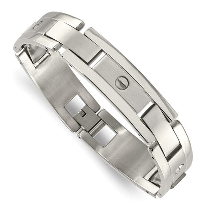 Edelstahl Chisel Gebürstet und Poliert 8.25 Zoll Armband, Geldklammer Key Ring Set