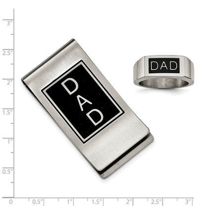 Edelstahl Schwarz Emaille Dad Geldklammer & Ring Set