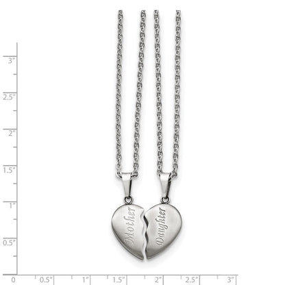 18.00 Zoll Chisel Edelstahl Gebürstet Mutter Tochter Herz Pendants auf 18 Ankerkette Halskette Set