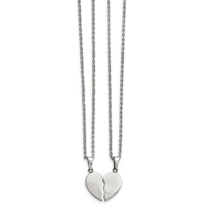 20.00 Zoll Chisel Edelstahl Poliert 2 Stück Herz Pendants auf 20 Ankerkette Halskette Set