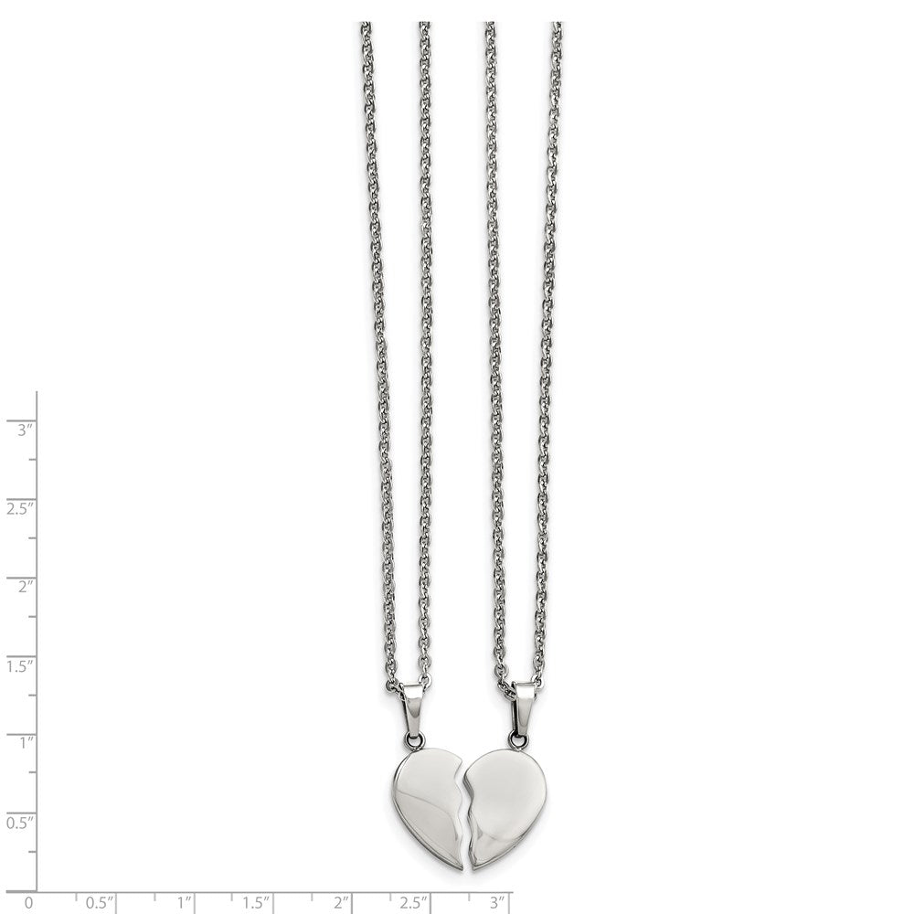 20.00 Zoll Chisel Edelstahl Poliert 2 Stück Herz Pendants auf 20 Ankerkette Halskette Set