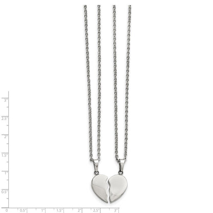 20.00 Zoll Chisel Edelstahl Poliert 2 Stück Herz Pendants auf 20 Ankerkette Halskette Set