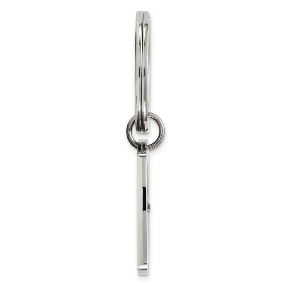 Edelstahl Chisel Gebürstet und Poliert Schwarz Emaille Zirkonia Key Ring, Geldklammer, Manschette Glieder Krawatten Stab Boxed Set