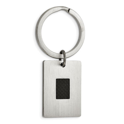 Edelstahl Chisel Gebürstet Schwarz Karbon Faser Einlage 4-piece Key Ring, Geldklammer, Manschette Glieder und Krawatten Stab Boxed Set