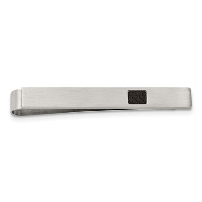 Edelstahl Chisel Gebürstet Schwarz Karbon Faser Einlage 4-piece Key Ring, Geldklammer, Manschette Glieder und Krawatten Stab Boxed Set