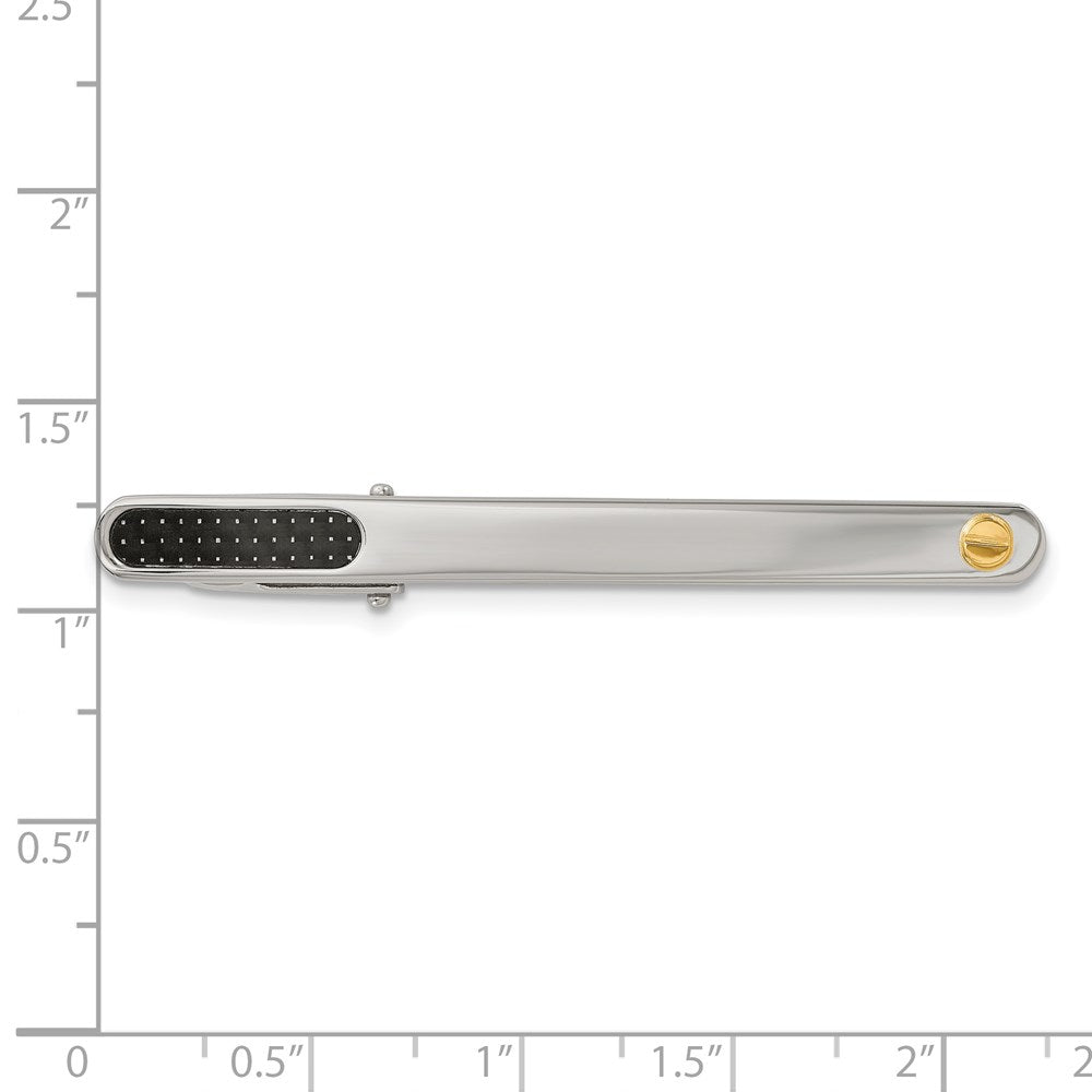 Edelstahl Chisel mit 18K Gold Akzente Poliert Schwarz Karbon Faser Einlage Krawatten Stab