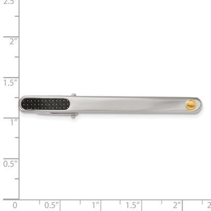 Edelstahl Chisel mit 18K Gold Akzente Poliert Schwarz Karbon Faser Einlage Krawatten Stab