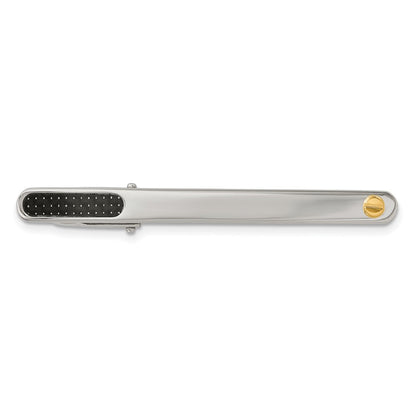 Edelstahl Chisel mit 18K Gold Akzente Poliert Schwarz Karbon Faser Einlage Krawatten Stab