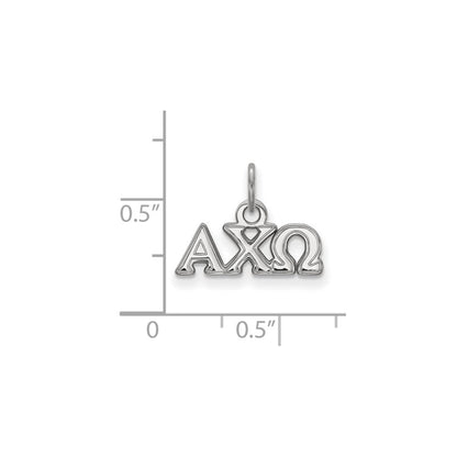 Sterlingsilber Rhodiniert Logoart Alpha Chi Omega Sorority Greek Buchstaben Extra Klein Anhänger