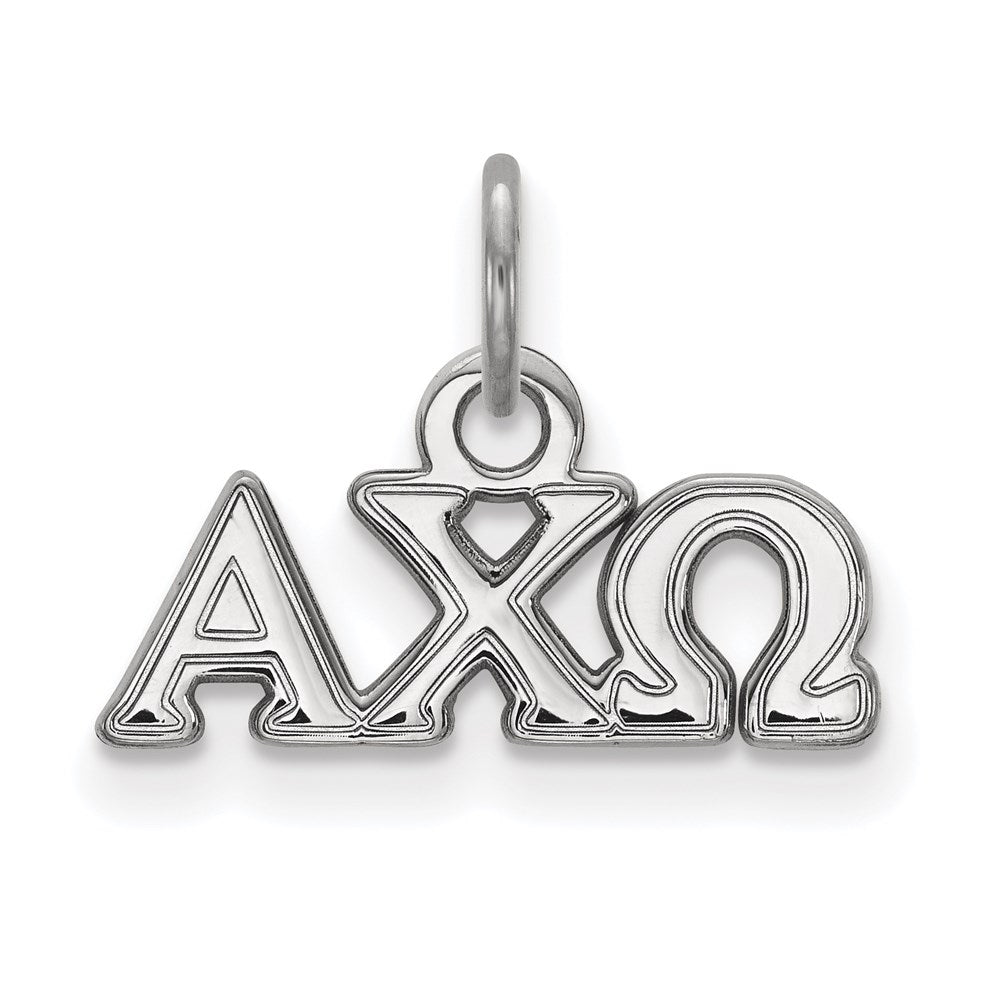 Sterlingsilber Rhodiniert Logoart Alpha Chi Omega Sorority Greek Buchstaben Extra Klein Anhänger