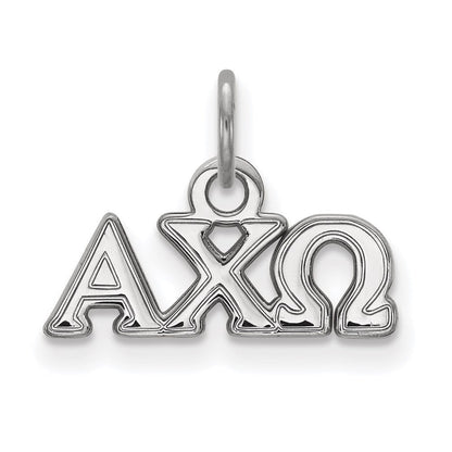 Sterlingsilber Rhodiniert Logoart Alpha Chi Omega Sorority Greek Buchstaben Extra Klein Anhänger