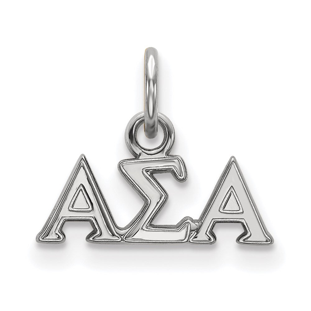 Sterlingsilber Rhodiniert Logoart Alpha Sigma Sorority Greek Buchstaben Extra Klein Anhänger