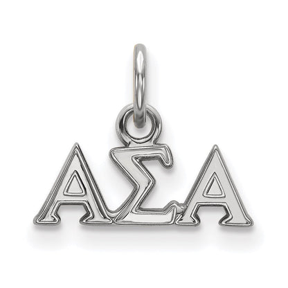 Sterlingsilber Rhodiniert Logoart Alpha Sigma Sorority Greek Buchstaben Extra Klein Anhänger