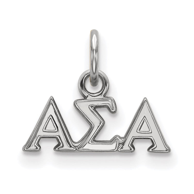 Sterlingsilber Rhodiniert Logoart Alpha Sigma Sorority Greek Buchstaben Extra Klein Anhänger