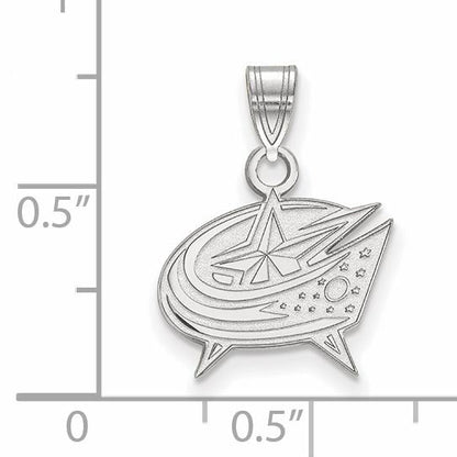 14K Weißgold Nhl Logoart Columbus Blau Jacken Klein Anhänger