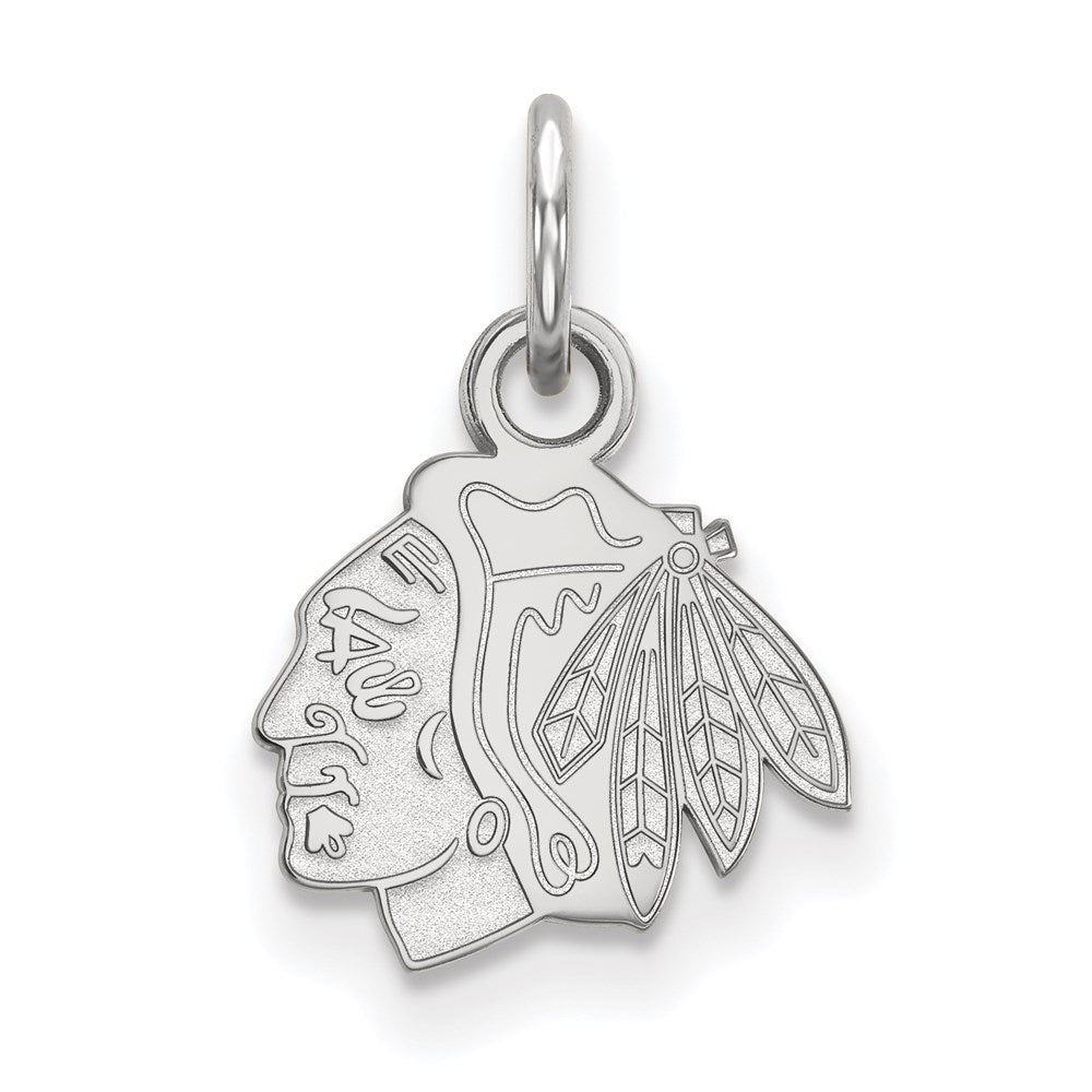 Sterlingsilber Rhodiniert Nhl Logoart Chicago Blackhawks Extra Klein Anhänger