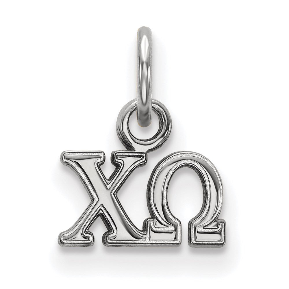 Sterlingsilber Rhodiniert Logoart Chi Omega Sorority Greek Buchstaben Extra Klein Anhänger