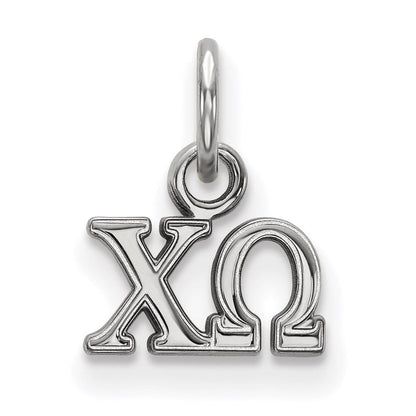 Sterlingsilber Rhodiniert Logoart Chi Omega Sorority Greek Buchstaben Extra Klein Anhänger